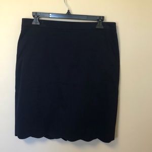 J. Crew Navy pencil skirt with scalloped hem